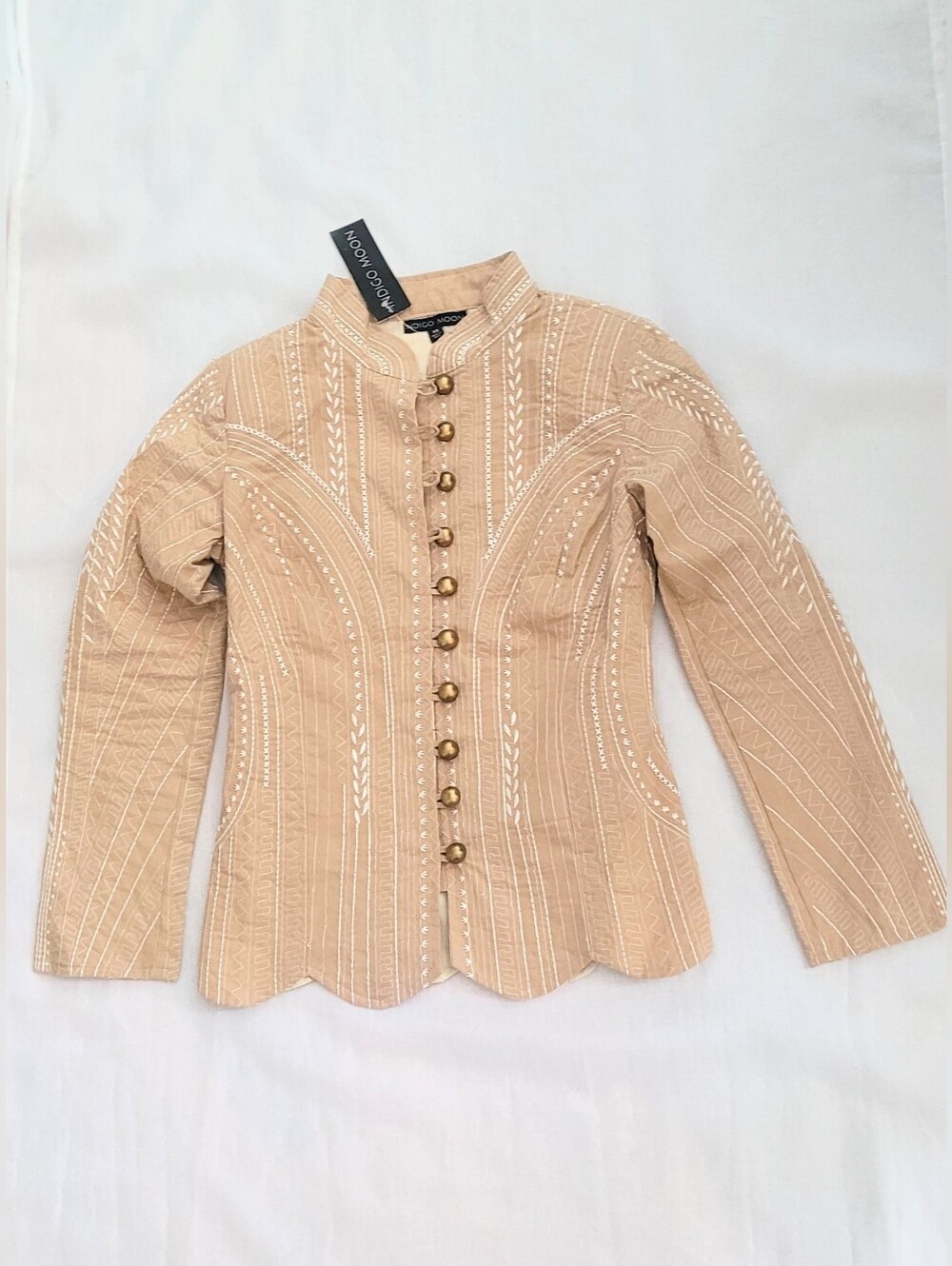 NWT! Boho Quilted Women's Summer Blazer Event Button Front Embroidered Jacket XS